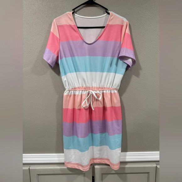 Rio Color Block Drawstring T-Shirt Dress - Picture 4 of 6